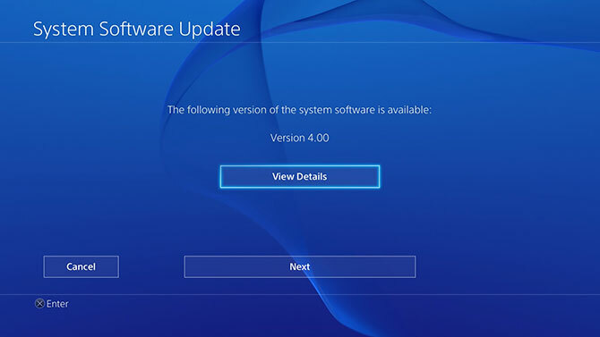 PlayStation 4 Firmware 4.0-opdatering