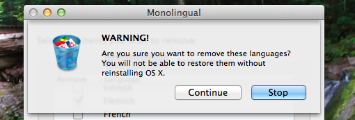 fjern sprog fra osx