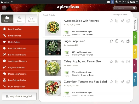 Epicificent: En gratis opskrifts- og indkøbsliste-app [iOS, WebOS, Android + More] quicksalads