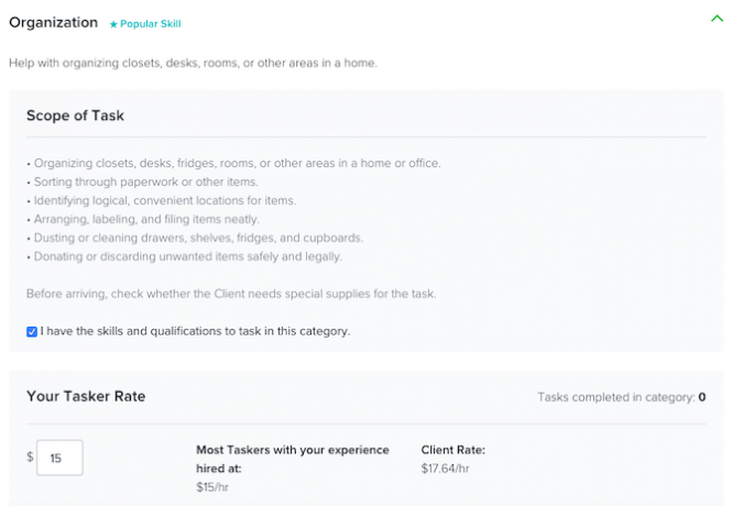 TaskRabbit-job i kategorien Organisation