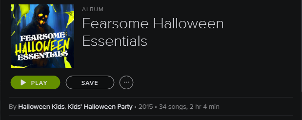 Spotify-spilleliste - Fearsome Halloween Essentials