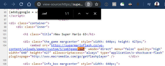 Chrome Find SWF-fil på side