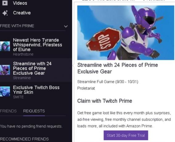 Twitch Prime gratis prøveversion