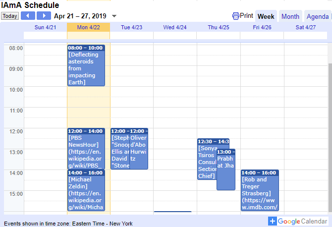 Reddit AMA-kalender