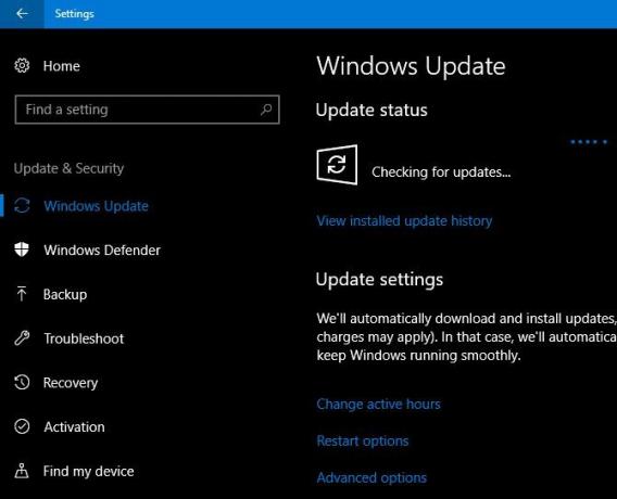 Opdater Windows 10 gennem Windows Update