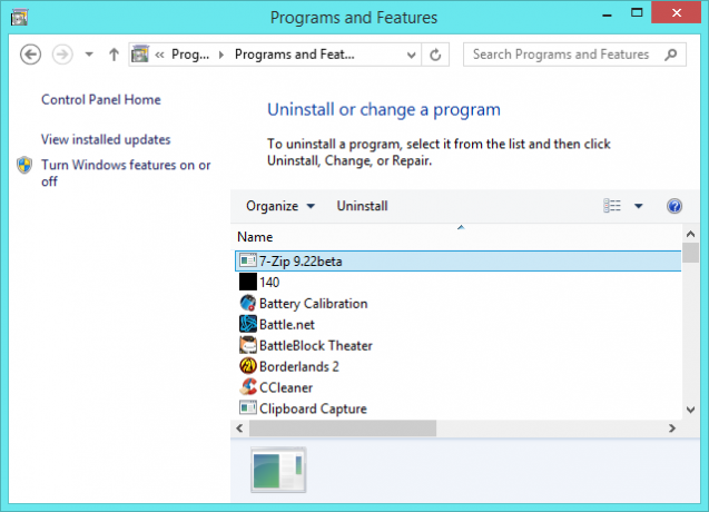 afinstallere programmer i programmer og vises i Windows 8.1