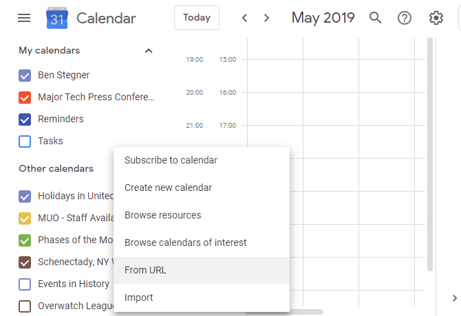 Importer Google Kalender-fil
