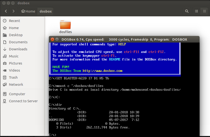 kør ms-dos-spil-apps på Linux