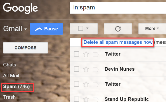 Slet Gmail Spam