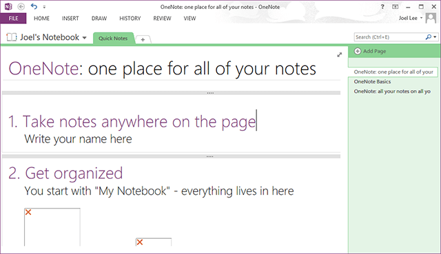 OneNote-oversigt