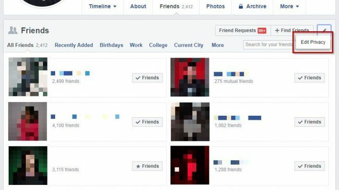skjuler Facebook-vennelisten