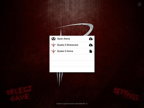 Spil Quake III Arena på din iPhone eller iPad med Beben III beben-menu