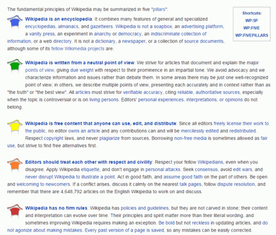 Wikipedia 5 søjler