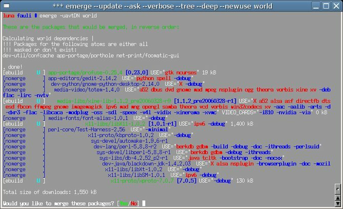 Linux gentoo opdatering