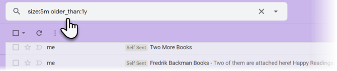 søg efter e-mails baseret på meddelelsesstørrelse