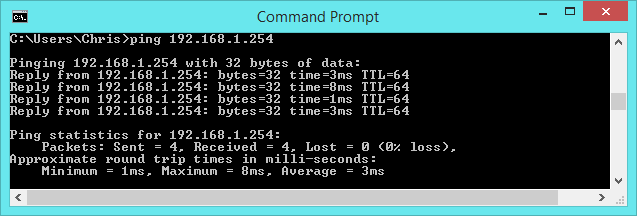 ping hjem router