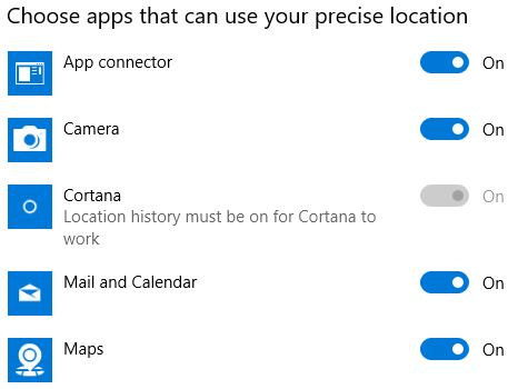 windows 10 apps placeringstjenester