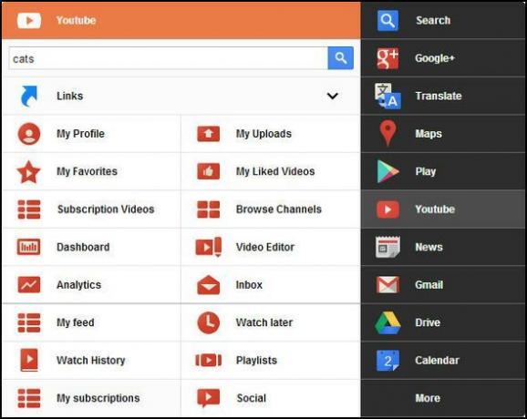 Sort menu: Få adgang til alle Google-tjenester i en enkelt menu [Chrome] YouTube-udvidbar menu