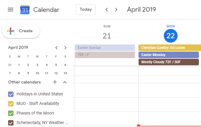 Vejrudsigt for Google Kalender