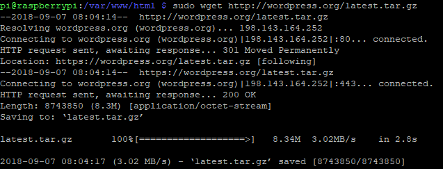 Download WordPress med wget