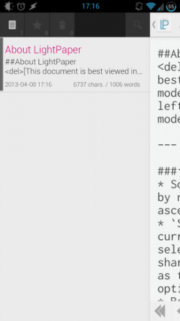 Skriv & forhåndsvisning Markdown i stil med LightPaper [Android] lightpaper 01