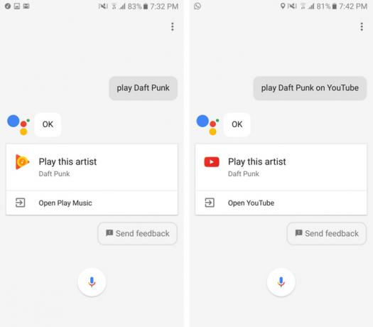 google assistent spille musik afspille video