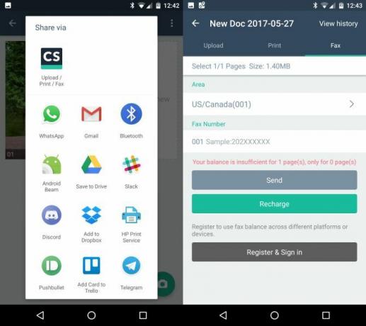 Send gratis faxer fra din Android-telefon eller tablet CamScanner Deling og prisfastsættelse
