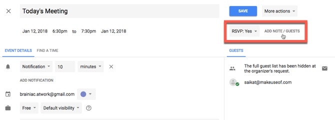 Google Kalender - Tilføj note