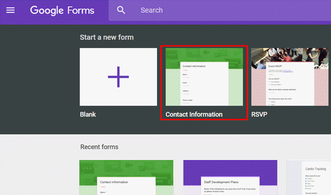 Google Sheets, kontaktformular