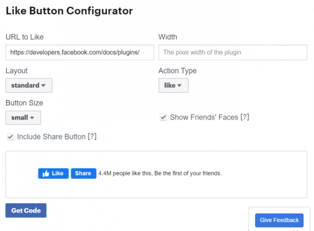 Facebook-widget som knapkode