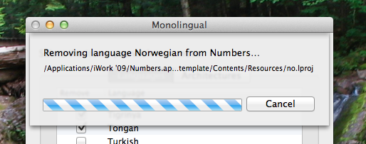 fjern sprog fra osx
