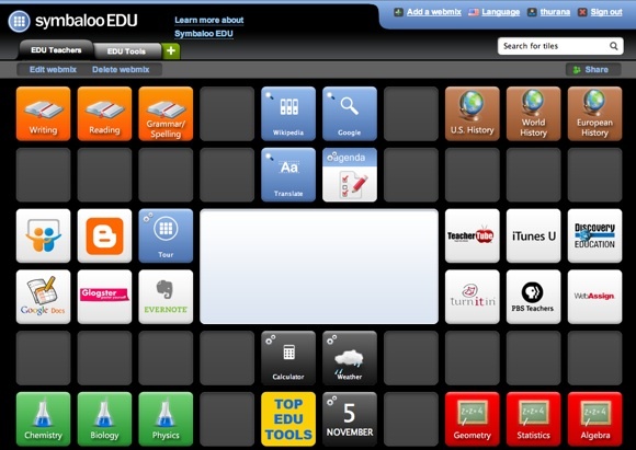 Opret dit eget virtuelle læringsmiljø ved hjælp af SymbalooEDU 01b Symbaloo-hovedsiden