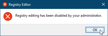 Registreringsredigering er deaktiveret af din administratormeddelelse i Windows 10