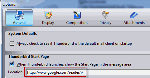 Synkroniser dine Google-kontakter, kalender og RSS i Thunderbird thunderbirdoptions