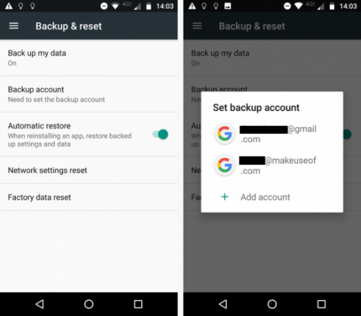 android backup-konto