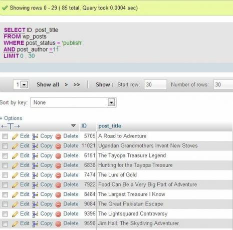 wordpress database vælg