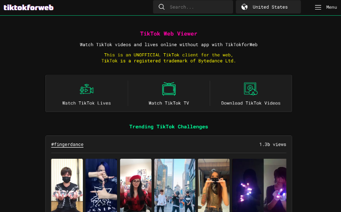 TikTok for Web er den eneste uofficielle webklient til at gennemse TikTok på computere