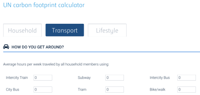 FNs officielle Carbon Footprint Calculator varierer værdierne baseret på dit hjemland