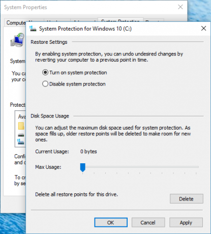 Systembeskyttelse Windows 10