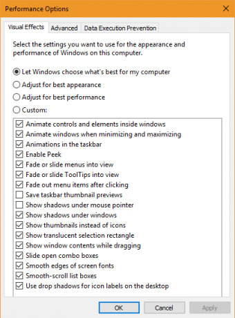 Windows 10 Performance-indstillinger