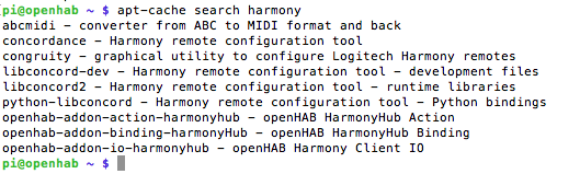 openhab apt-cache søgning efter harmoni-binding