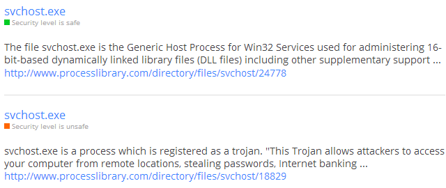 Process Library på svchost.exe