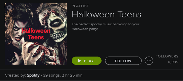 Spotify-spilleliste - Halloween-teenagere