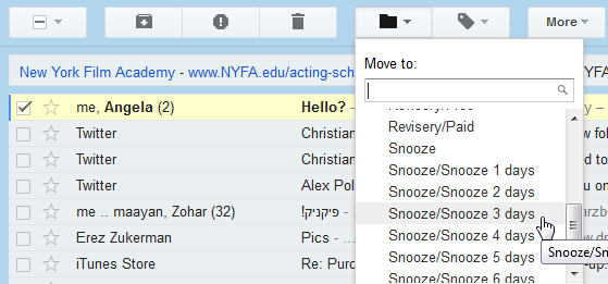 tilføje en snooze-knap til gmail
