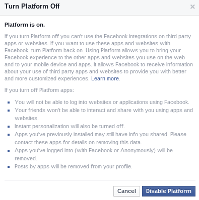 Facebook-Disable-platform