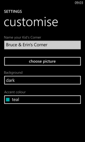 Muo-Windows Phone-Kids Corner-tilpasse