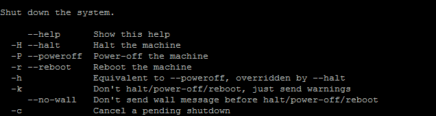 linux terminal shutdown kommandoer hjælp