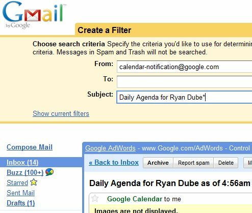Frigør din tid med Google Kalender, Blog & Statusopdateringer gmailfilter5