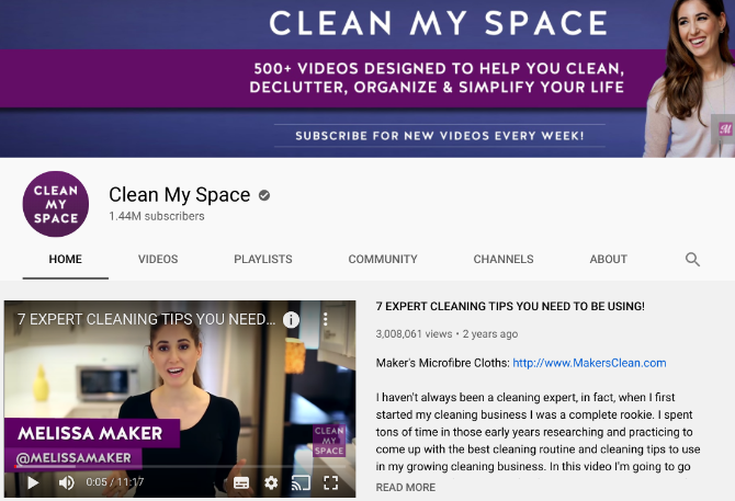 Clean My Space er en af ​​de bedste YouTube-kanaler til rengøring og organisering af hjem