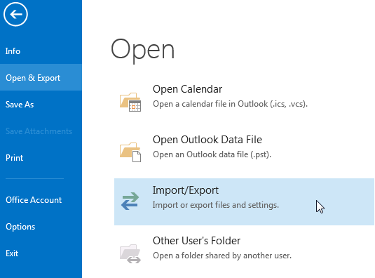 Outlook ImportExport